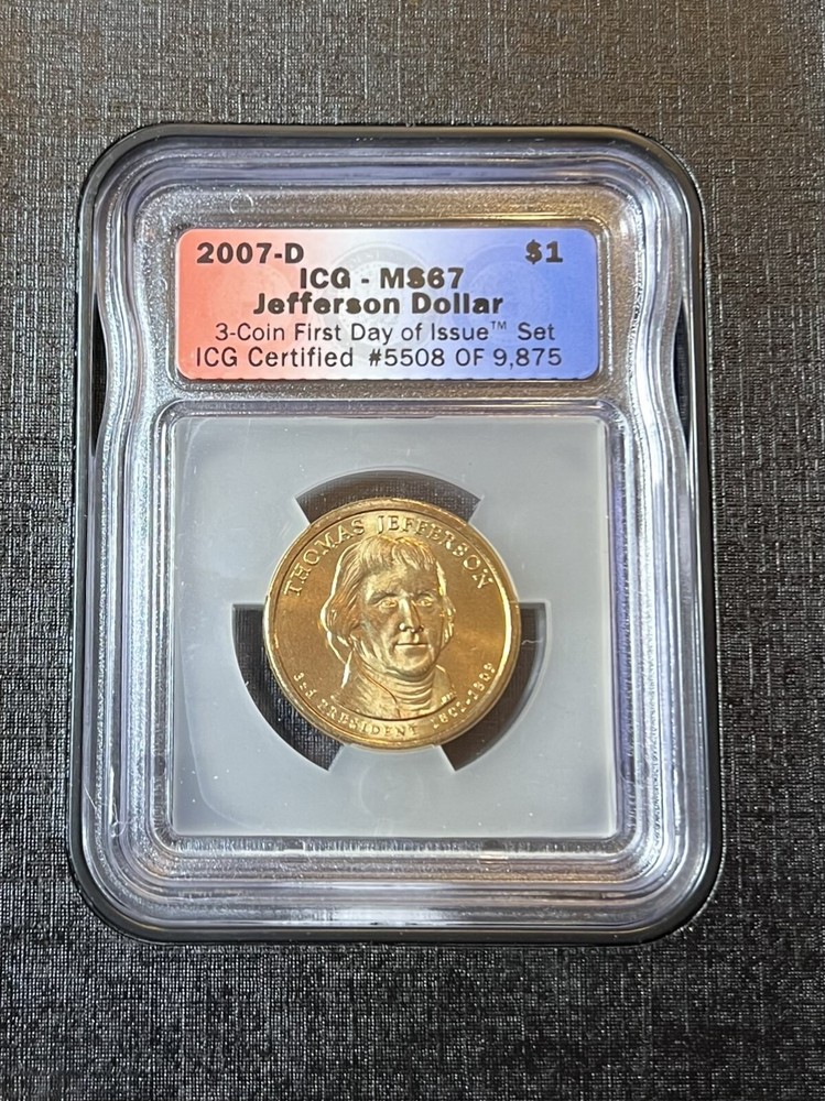 2007 P, D & S U.S. Mint Presidential Dollar Program Thomas Jefferson CERTIFIED