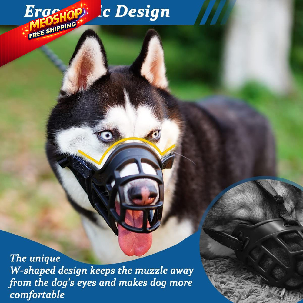 BARKLESS Dog Muzzle, Basket Muzzle Anti Biting 1 (Snout 6¼-7½"), Black