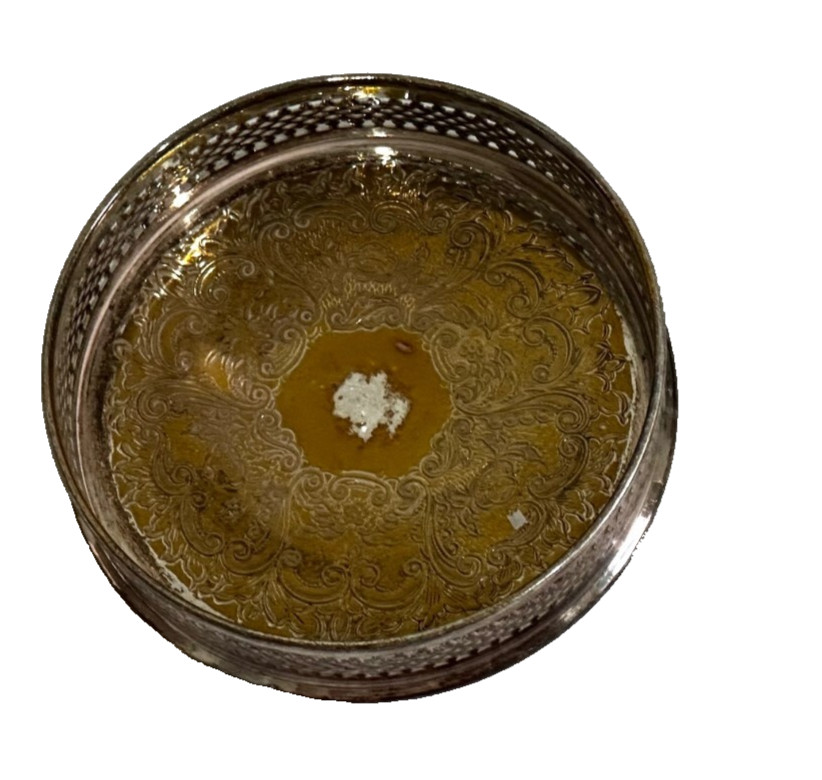 Silver Plated English Wine Bottle Coaster
