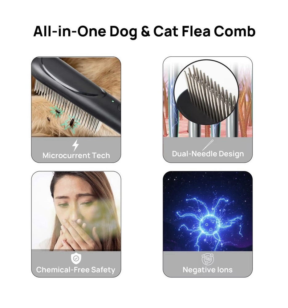 Pawshelf USB Rechargeable Electrostatic Flea Removal Comb