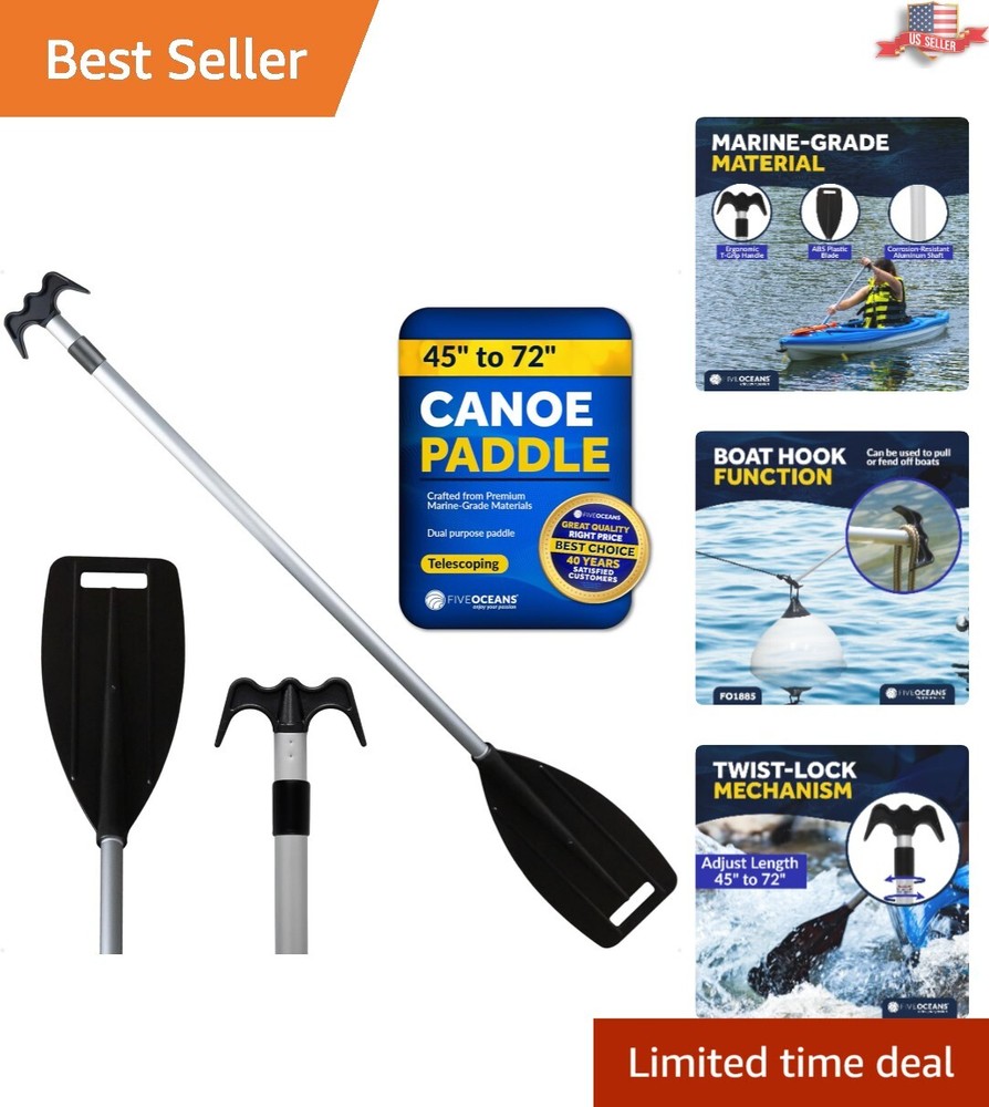 Marine-Grade Telescoping Canoe Paddle - 3.75 Ft to 6 Ft, Lightweight & Versatile