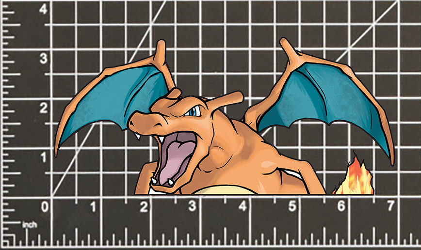 Charizard POKEMON STICKER DECAL -Flying Peeker Peeking- 4 Different Sizes
