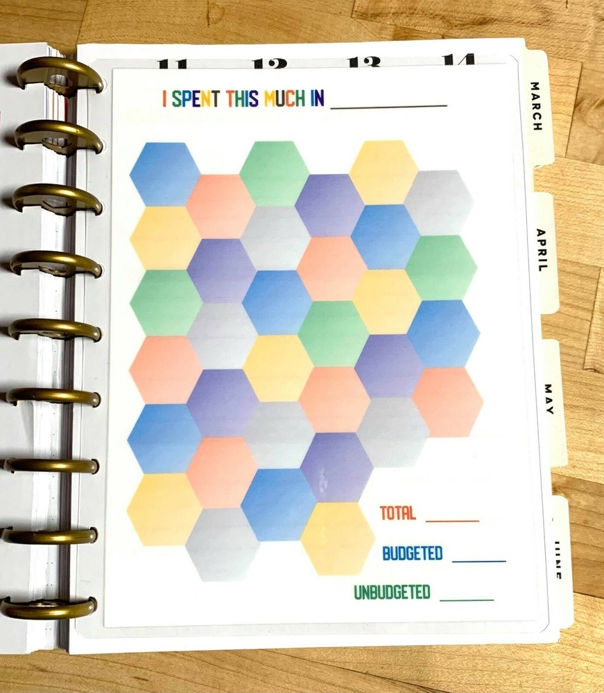 Honeycomb Spending Expense Tracker Dashboard 4 use w/ Classic HAPPY Planner~