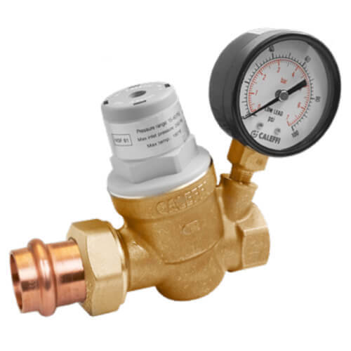 Caleffi 533651HA PresCal Compact Pressure Reducing Valve with Gauge, 3/4" Press