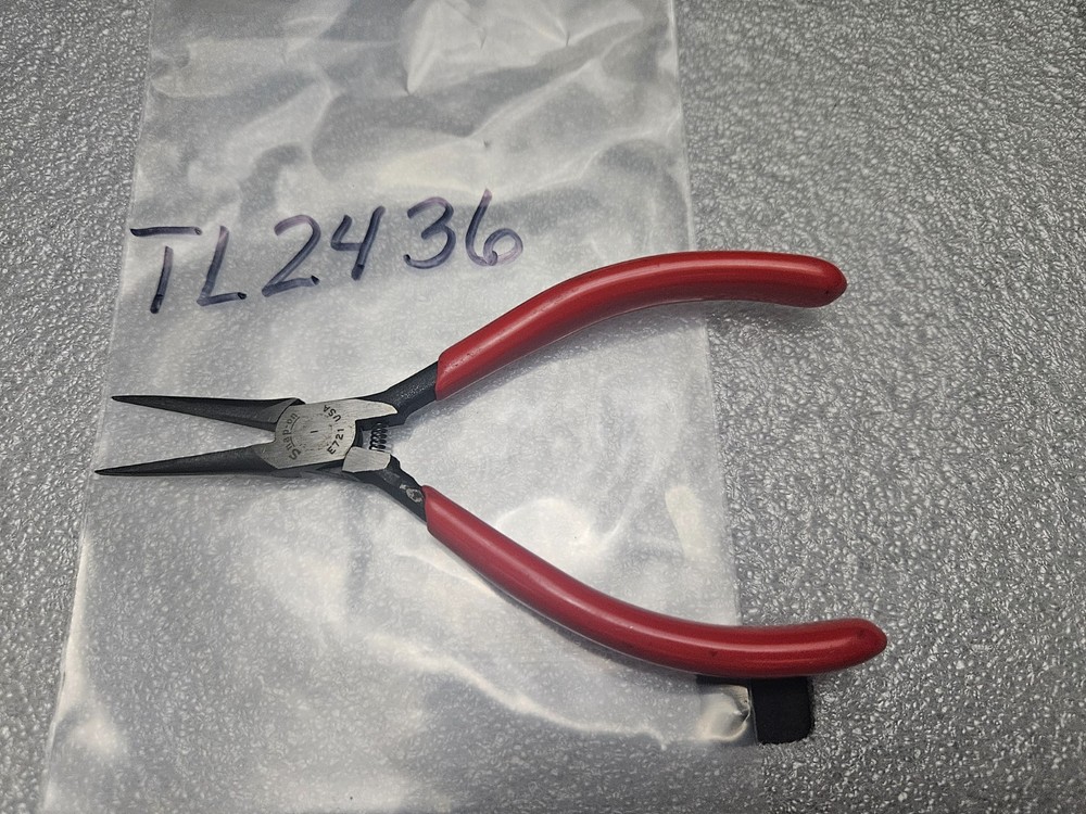 SNAP ON #E721 4 7/8" RED HANDLE ELECTRONIC PRECISION PLIERS NEEDLE NOSE PLIERS