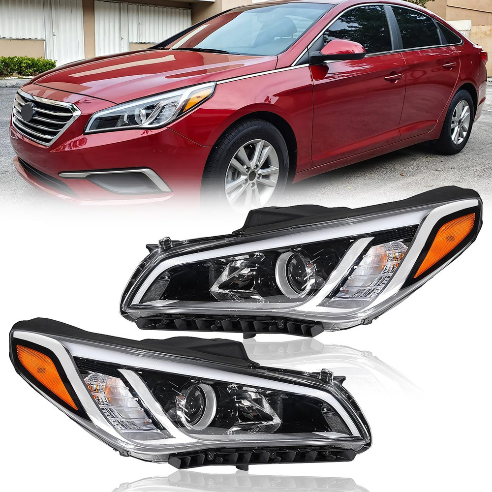 Halogen Headlight Assembly with Parking Lamp Compatible with 2015-2017 Hyundai S