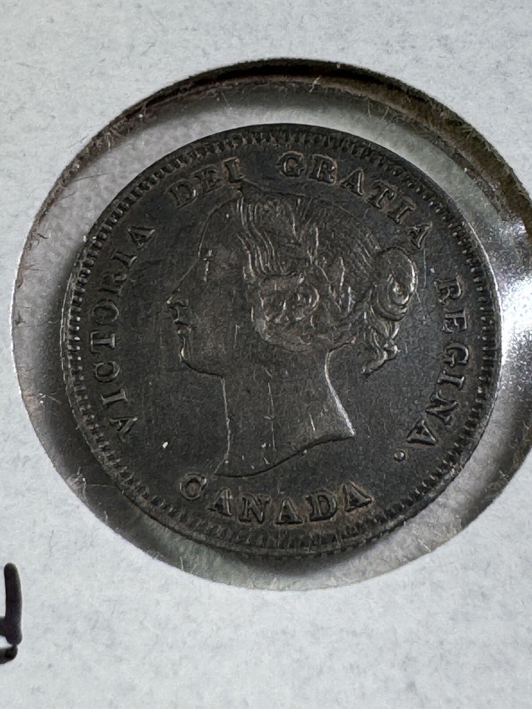 1900 Canada 5 Cents Small Silver Coin Oval 0's Cleaned