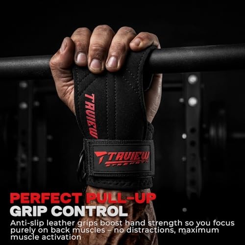 Wrist Straps for Weightlifting With D Ring,Double Layer Leather Wrist Strap