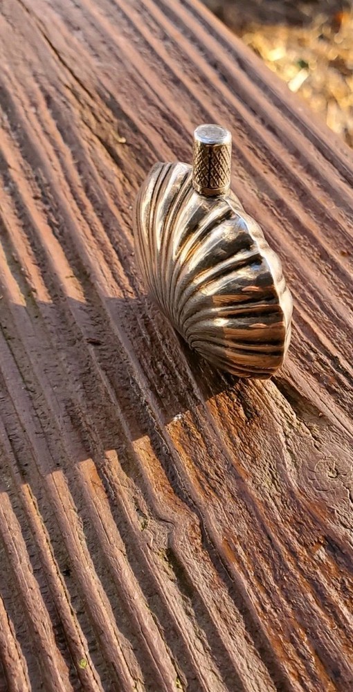 Vintage Sterling Silver Fancy Shell Shaped Perfume Bottle