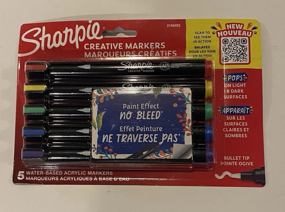 Sharpie Creative Acrylic Markers 5 Count Bullet Tip-Paint Effect No Bleed
