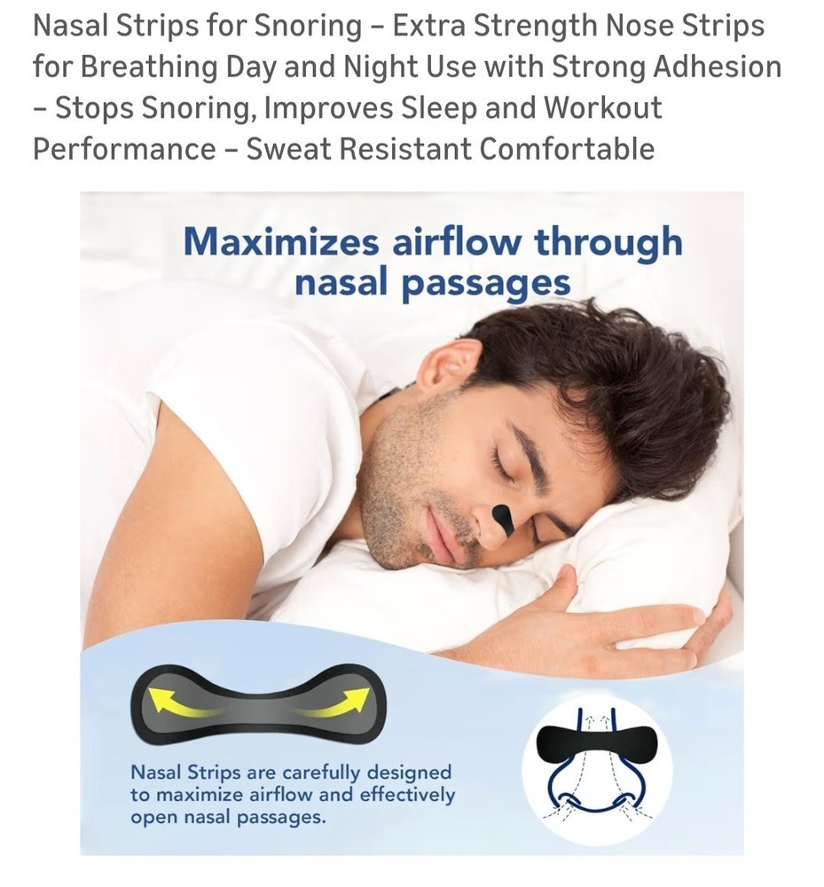 Nasal Strips for Snoring, Extra Strength, black, strong adhesion