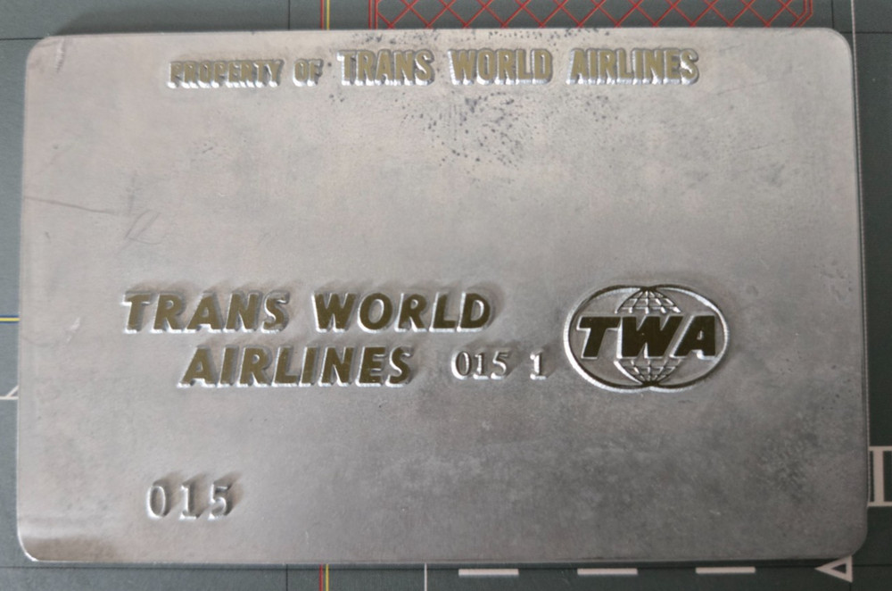 AIRLINE TICKET VALIDATION PLATE - TRANS WORLD AIRLINES TWA