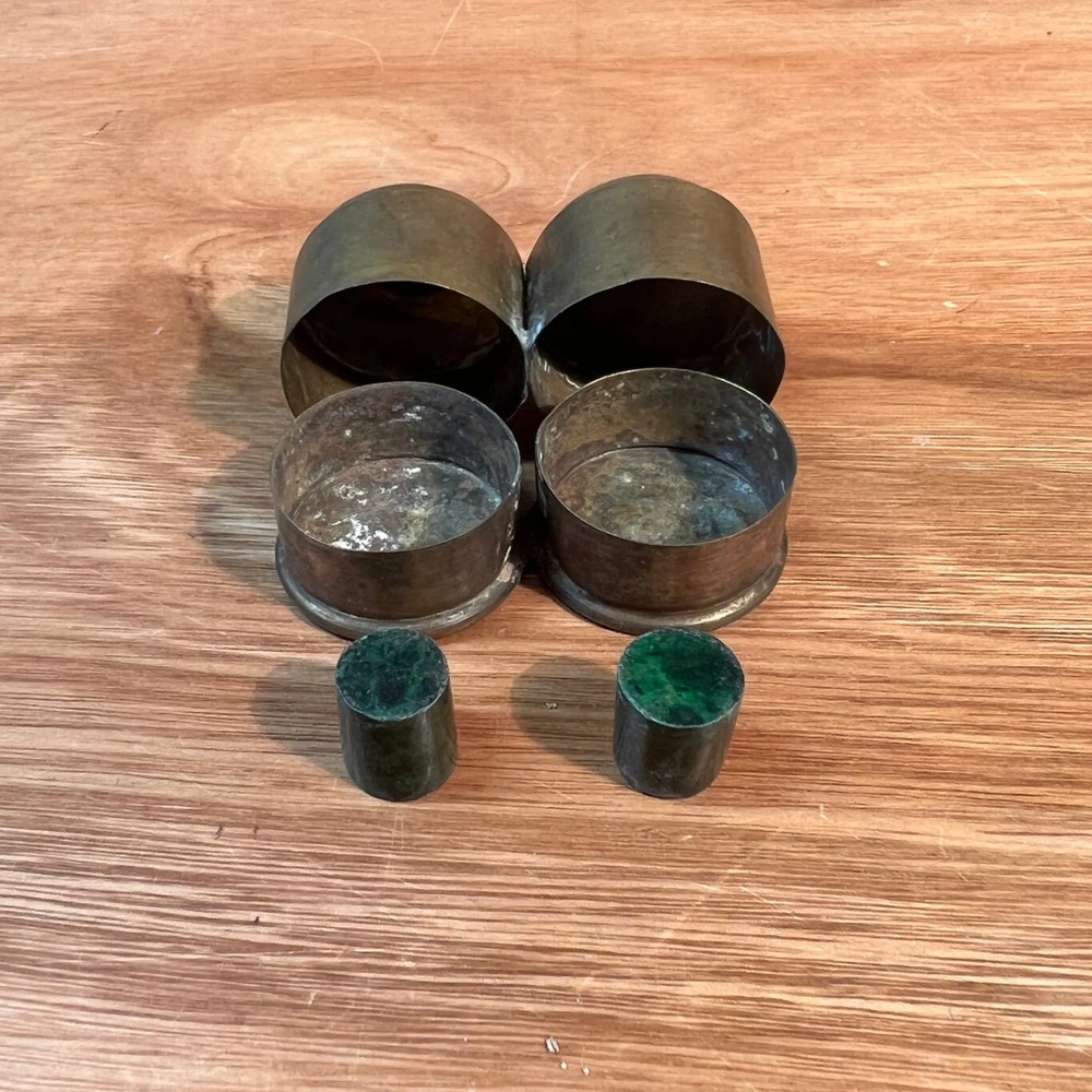 Antique Jade plugs / spacers in Brass case