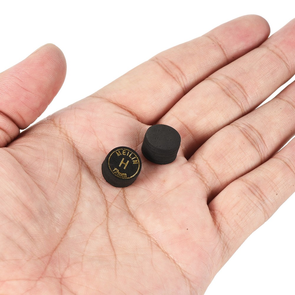 12mm Billiard Stick Tips, 2pcs Hard Multiple Layer Billiard Accessories, Black