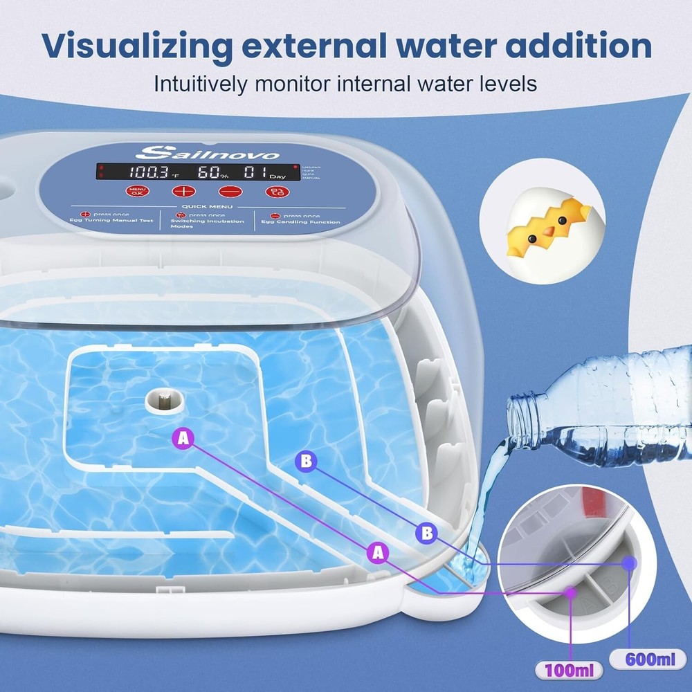24 Egg Incubator for Hatching Egg,Automatic Egg Turner Temperature Display Gift.