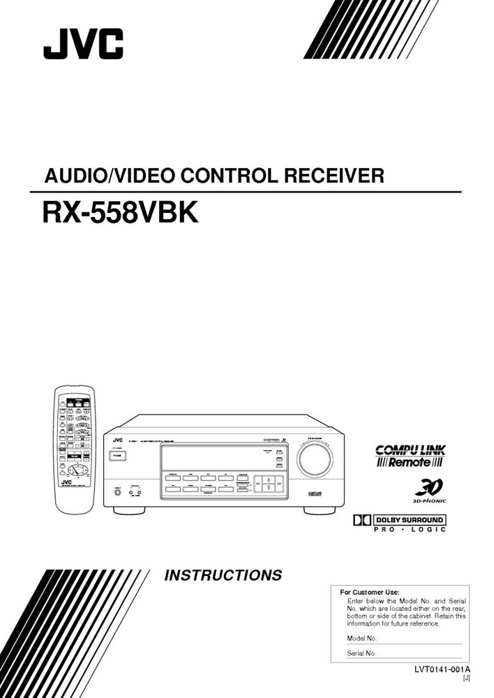 JVC RX-558VBK Receiver Owners Instruction Manual Reprint