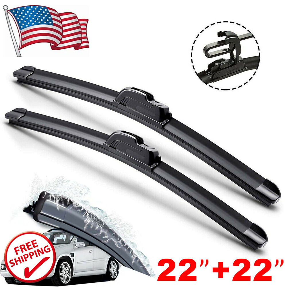 Details about  22" & 22" Windshield Wiper Blades Bracketless J-HOOK OEM Quality