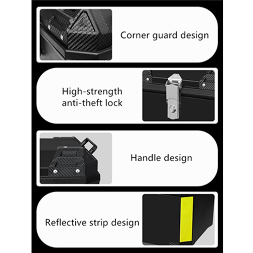 45L Motorcycle Helmet Waterproof Box Rear Luggage Tool Box with Lining