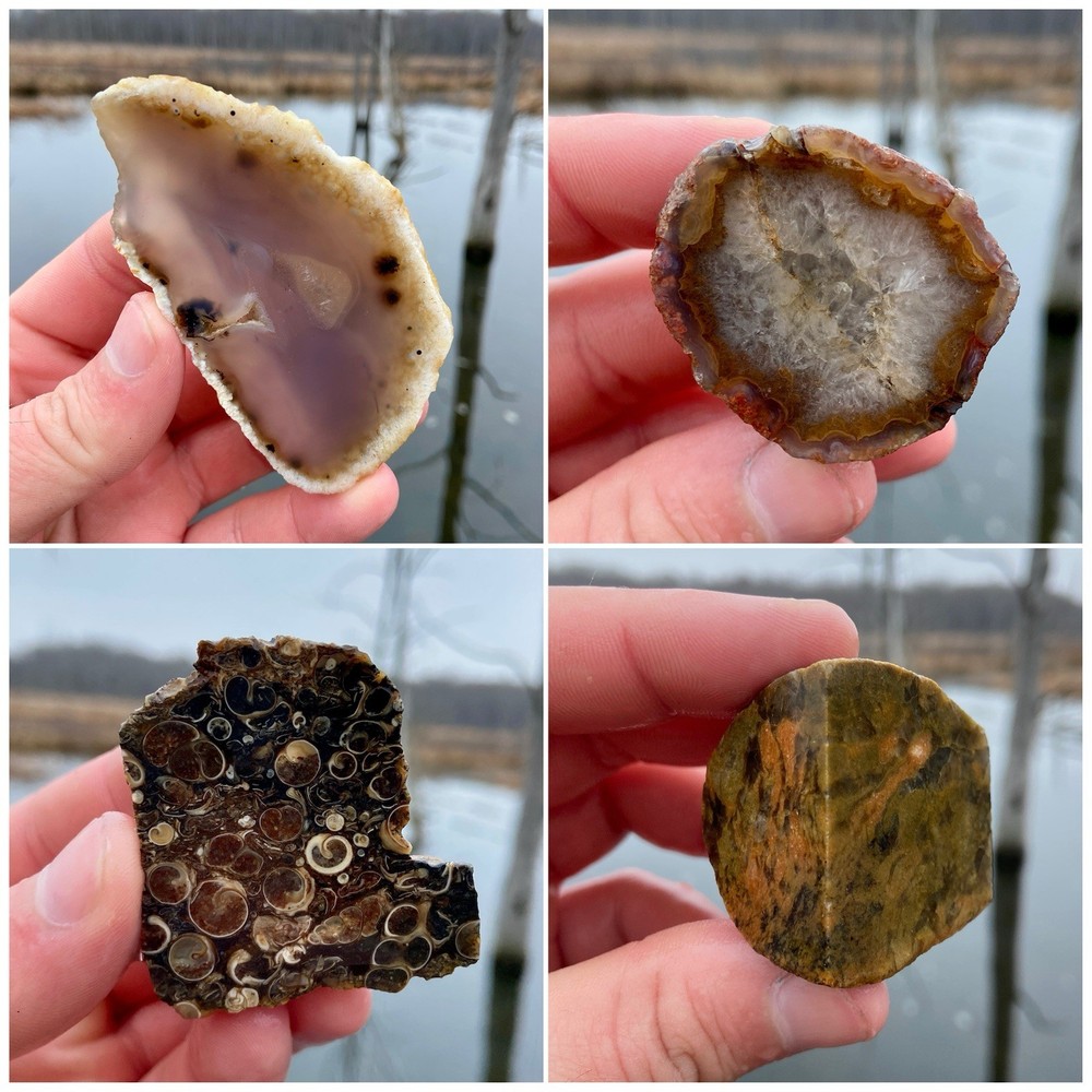 Stunning 4 Pc Lapidary Rough Lot 8 Oz
