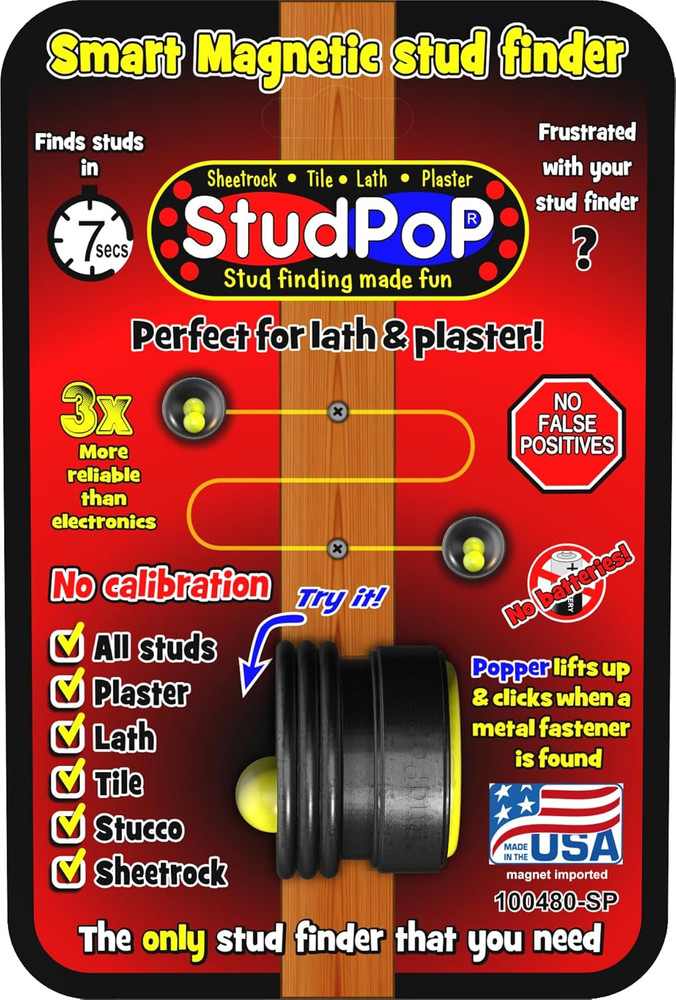 Studpop® Original Smart Magnetic Stud Finder – No Batteries, No Calibration, 3X