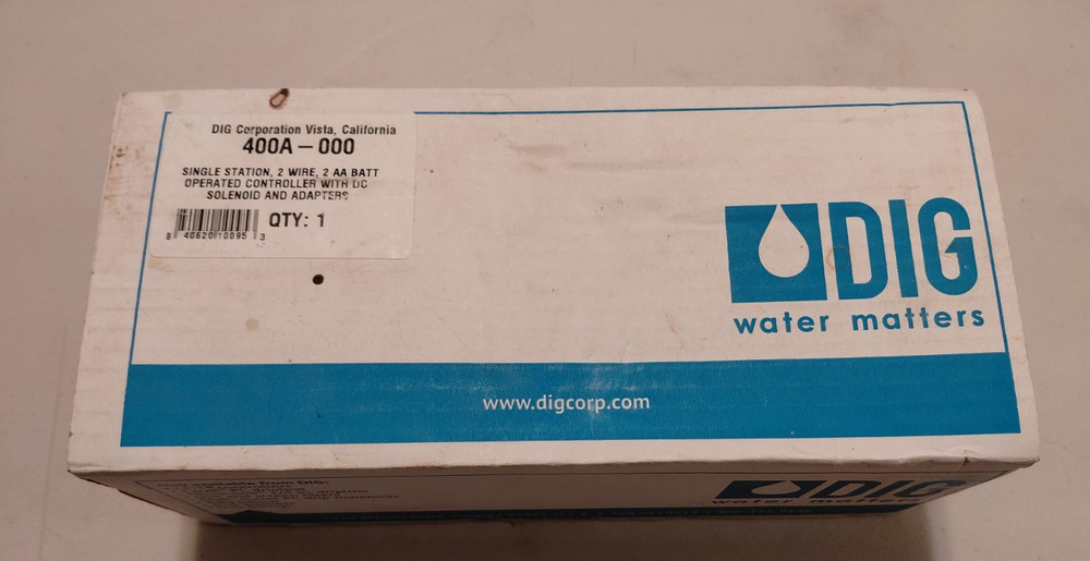 Dig 400A-000 Battery Powered Irrigation Controller With Solenoid & Adapters