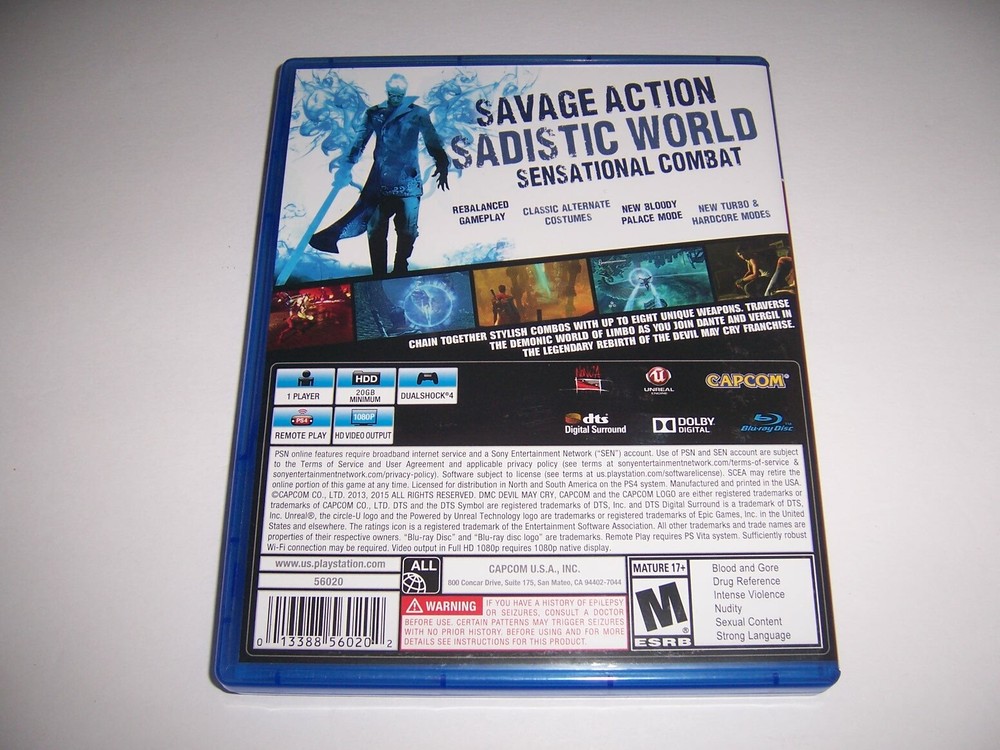 Replacement Authentic Box Case PlayStation 4 PS4 Devil May Cry DMC Definitive Ed