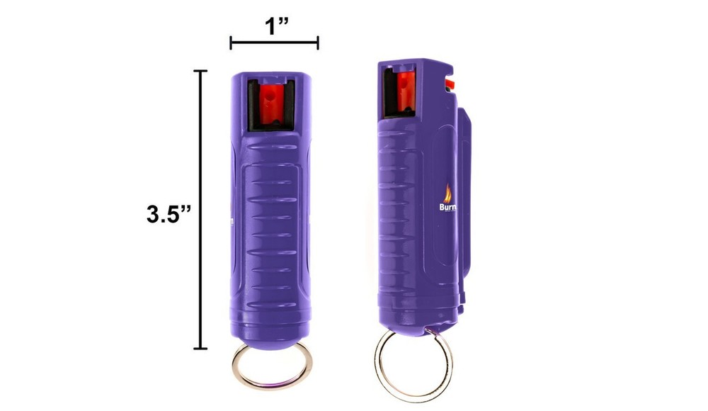 BURN Pepper Spray Maximum Strength Self Defense Security Keychain Black 2 Purple