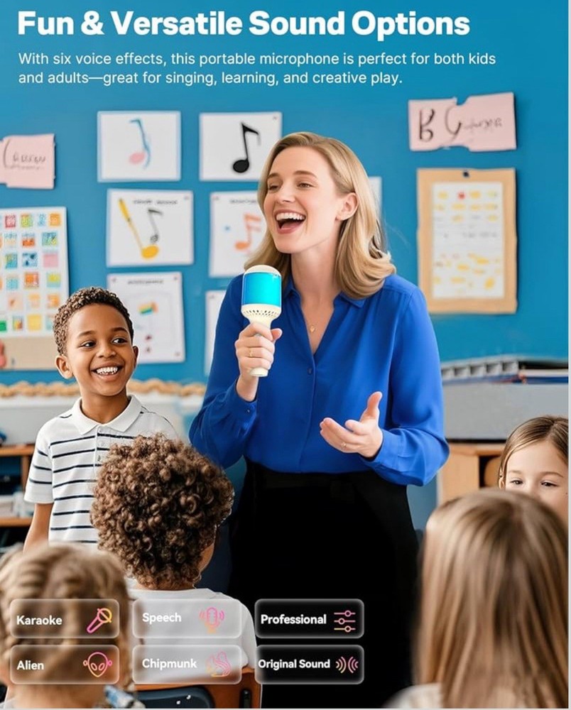 Wireless Bluetooth Karaoke Microphone with Dynamic Lights