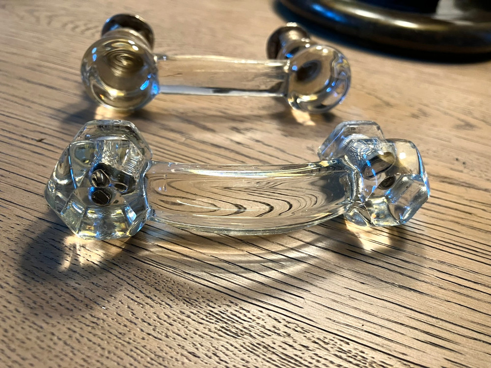 2 Vintage 3-Inch Crystal Glass Drawer Pulls