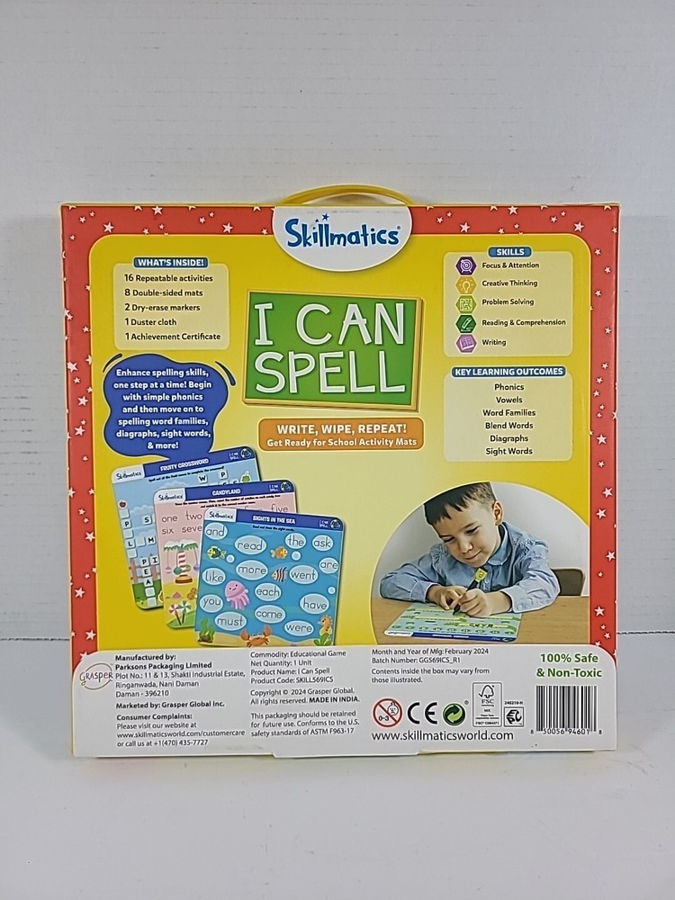 🆕️ Skillmatics I Can Spell Write And Wipe Activity Mats 3-6 Years