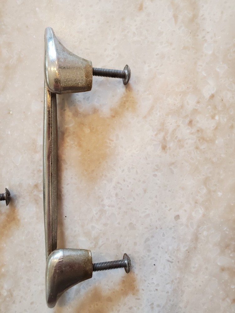 Nickel Mid Century Modern MCM Antique Hardware Drawer Pull Handle 3 3/4”centers