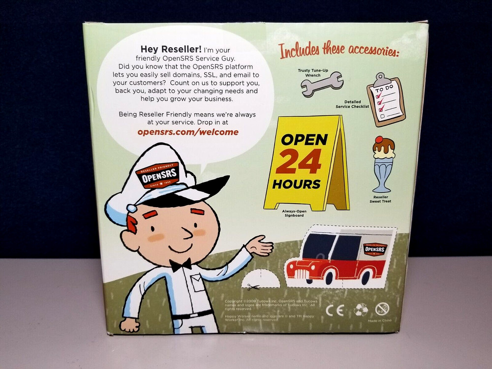 Happy Worker Service Guy Vinyl Figurine Tucows OpenSRS 2009 Unopened