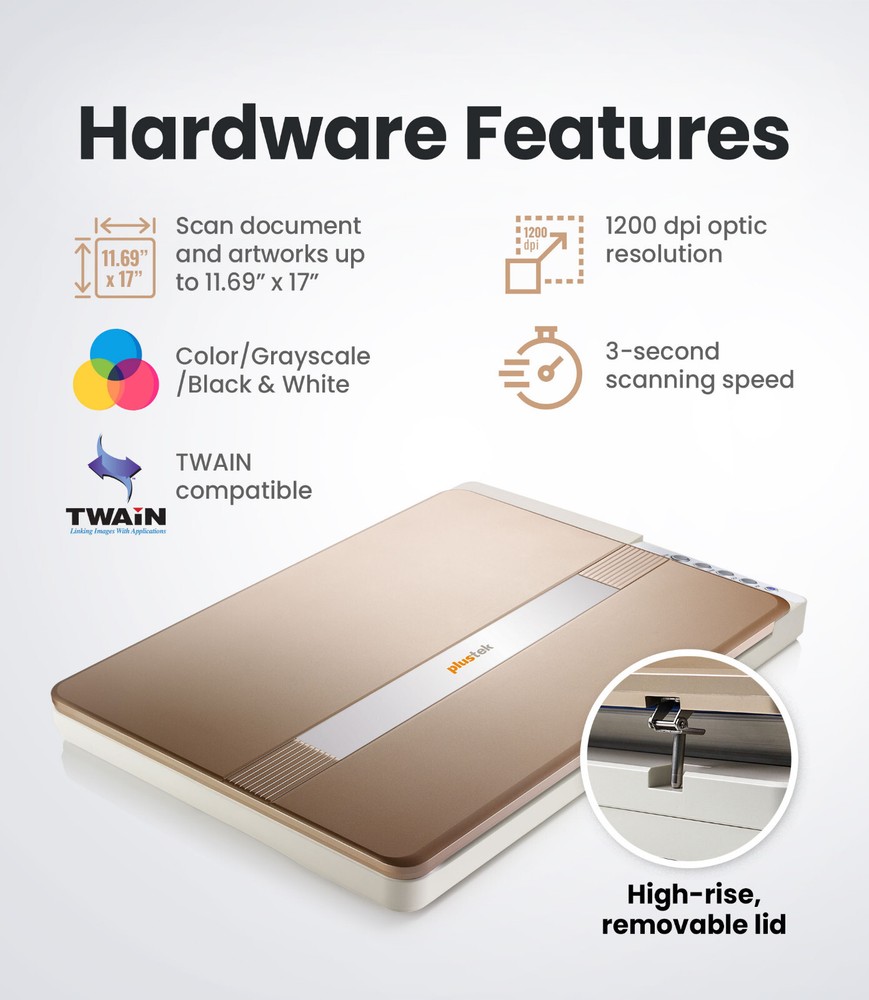 Plustek OpticSlim 1680 - Fast Large Format Flatbed Scanner +Image edit software