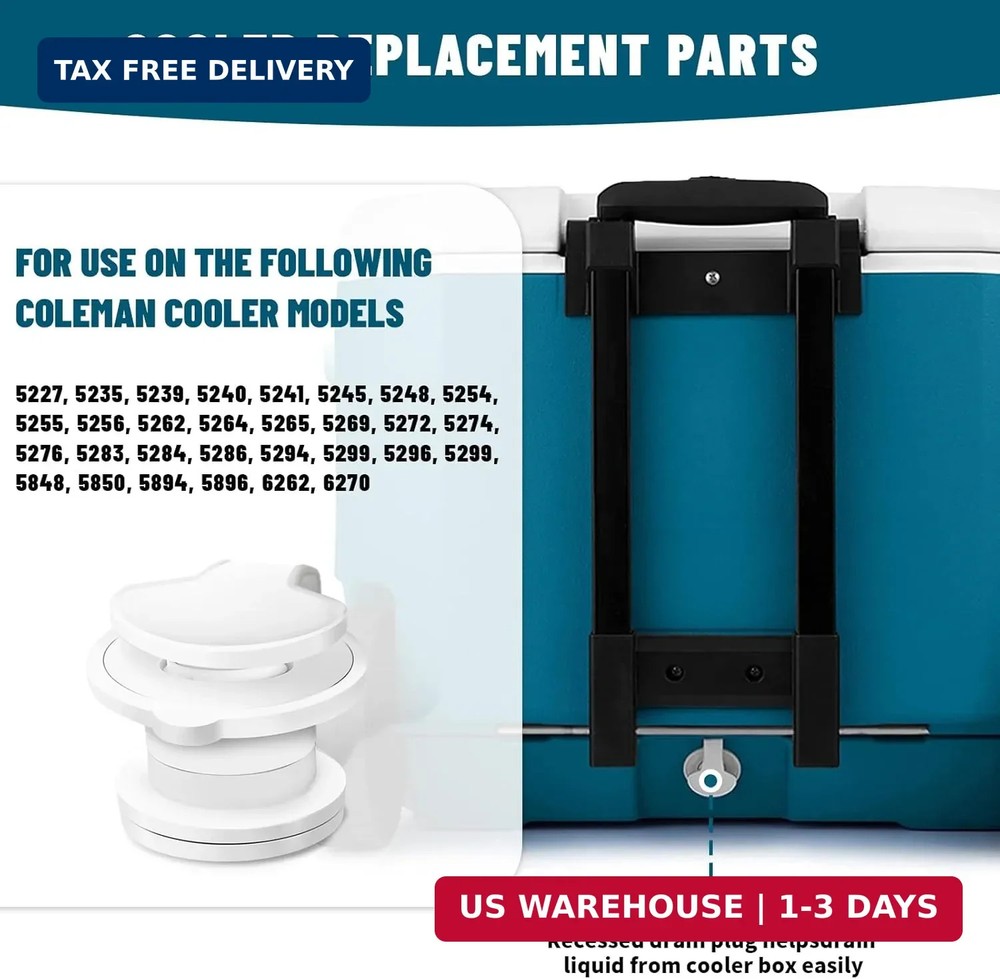 Cooler Drain Plug Replacement for Coleman, 1" Standard Drain Plug Kit Assembly,