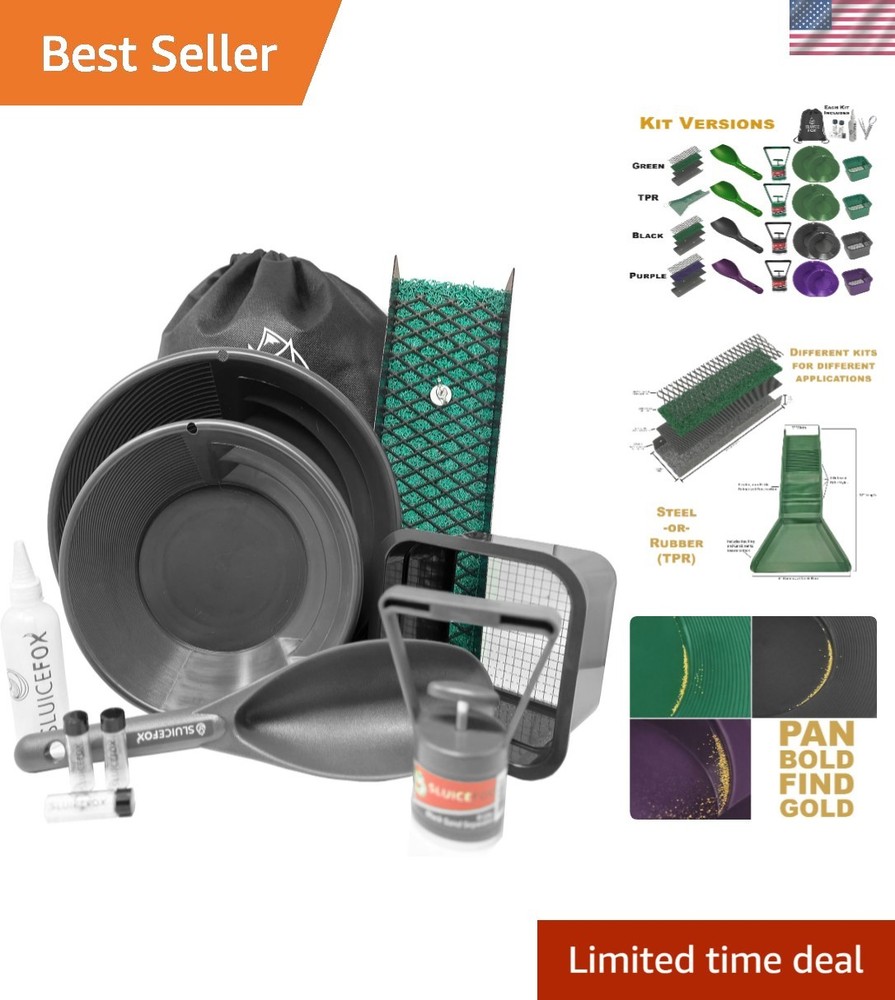 Compact Gold Prospecting Kit with 12" Pocket Sluice Box – Includes Miner’s Moss,