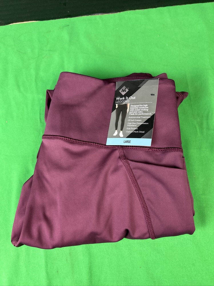 Members Mark Working It Out Leggings BURGUNDY LARGE
