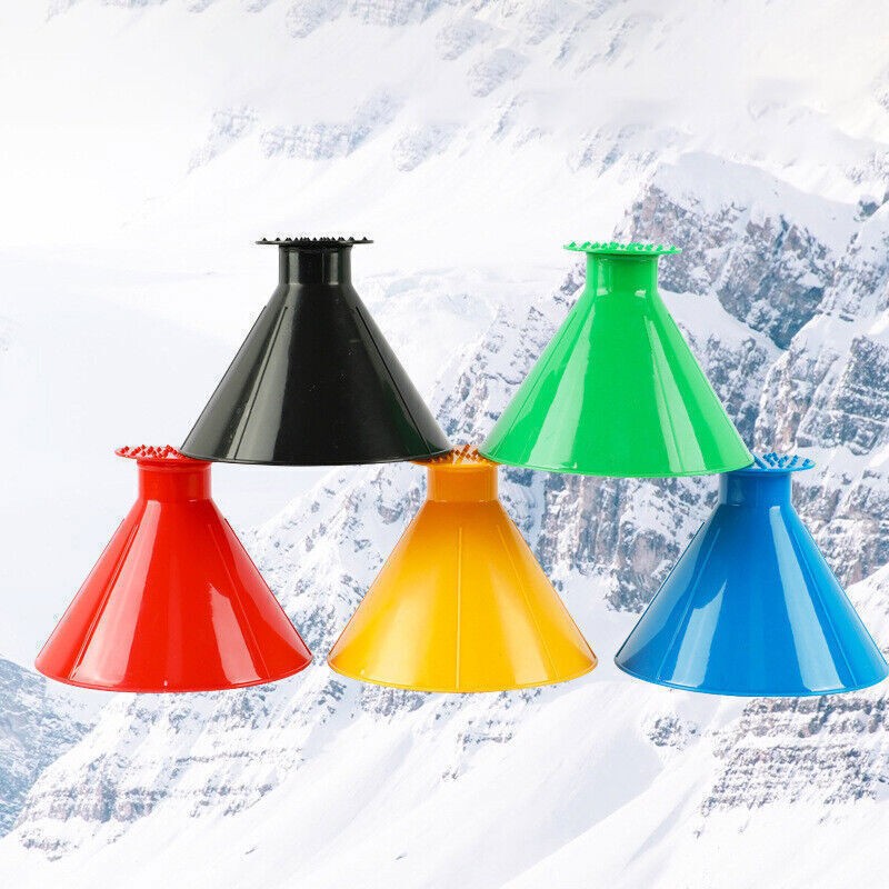 1* Magical Car Windshield Ice Snow Remover Scraper Tool Round Funnel Cone Yellow