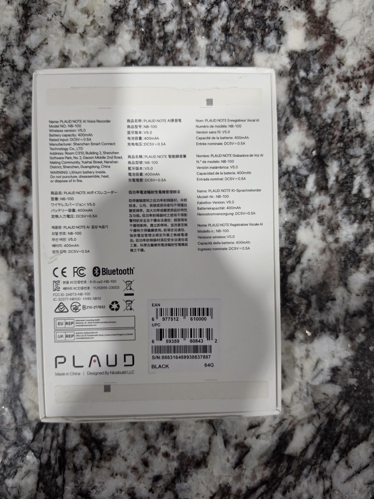 PLAUD NOTE - ChatGPT Empowered AI Voice Recorder - Model NB-100