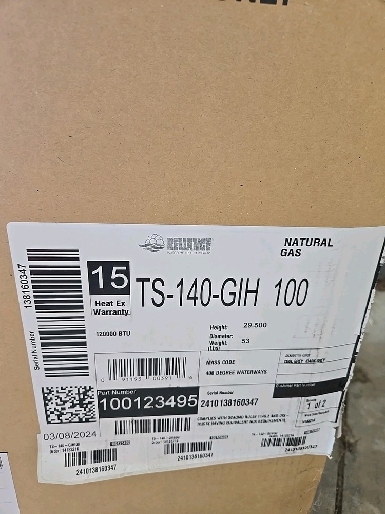 Reliance Natural Gas TS-140-GIH 100