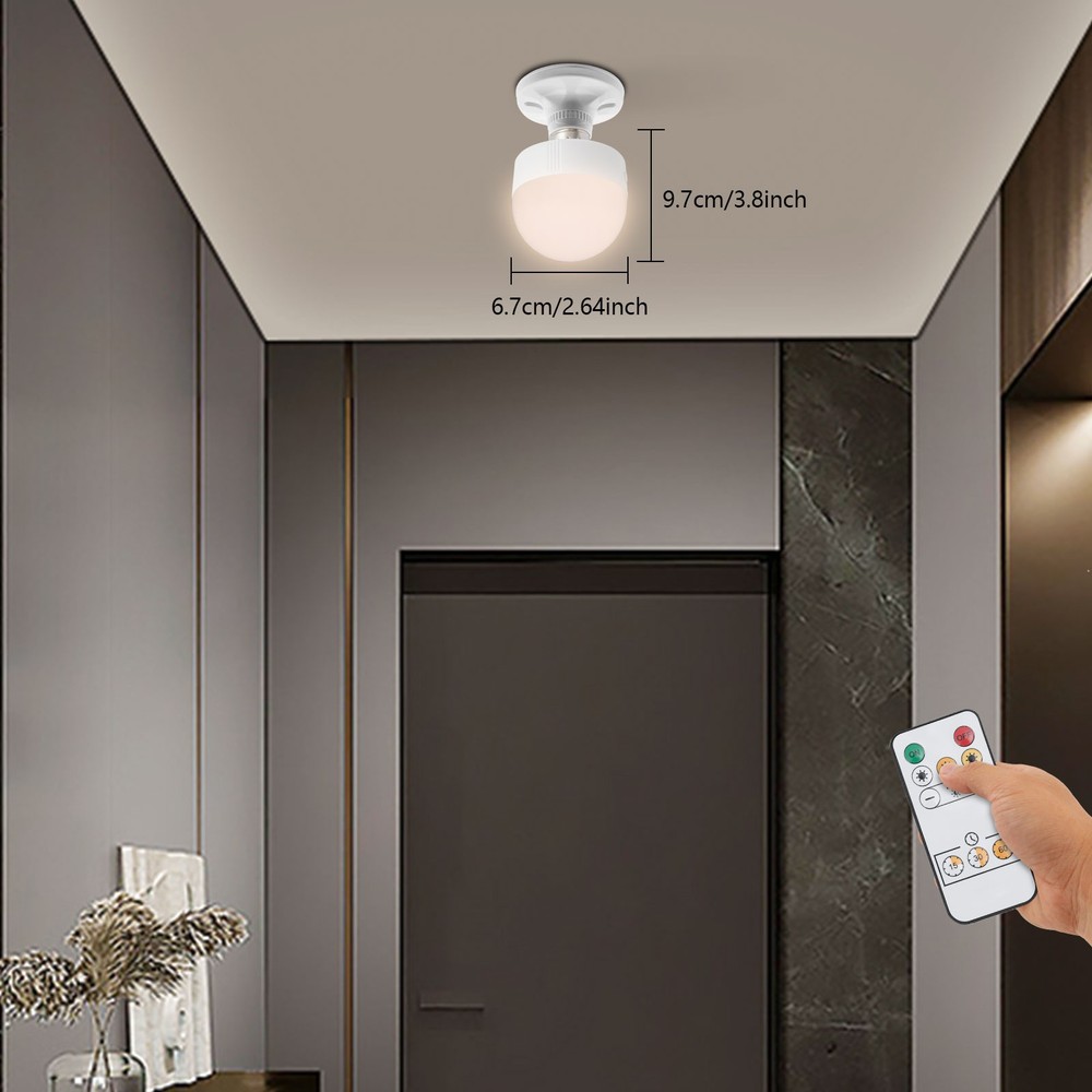 3-Color Rechargeable Light Bulb E26 Rechargeable Light Bulbs w/Remote Control