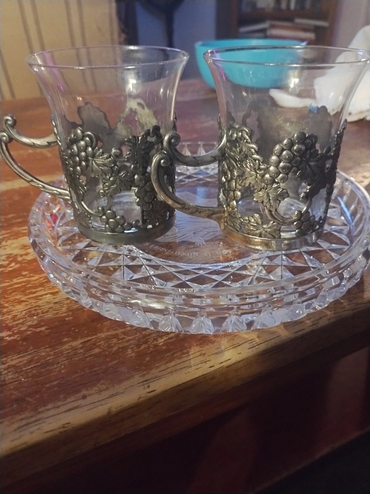 vintage silverplate handled glasses