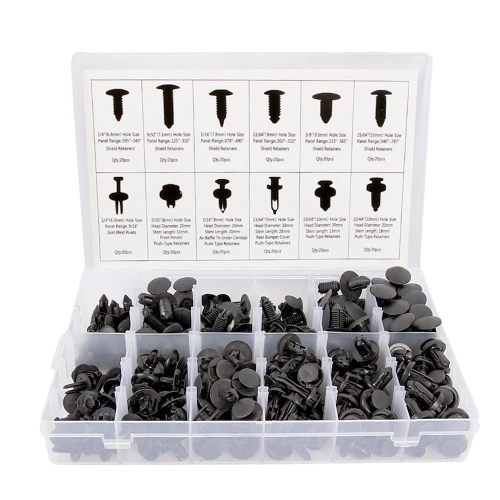 Sunplustrade 240 Pcs Bumper Clips Car Plastic Rivets One Size, black