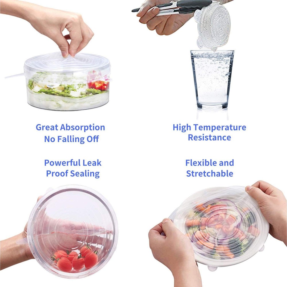 Silicone Stretch Lids, 18 Pack Reusable Transparent
