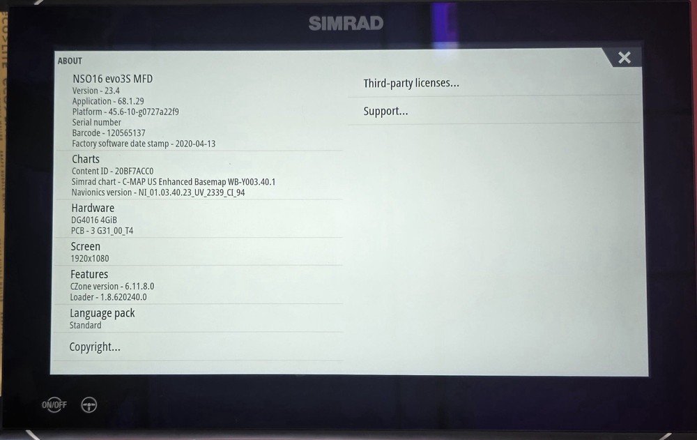 Simrad NSO 16 evo3S MFD Untested Excellent Screen
