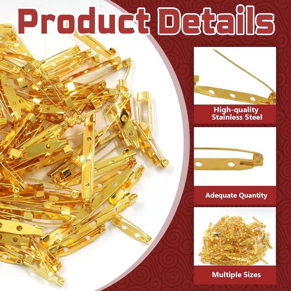 Jersvimc 30Pcs Brooch Pin Backs Safety Bar Kit- 4 Size...