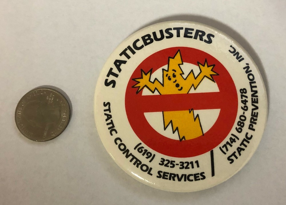 Staticbusters Static Control Services Advertising Button Pin