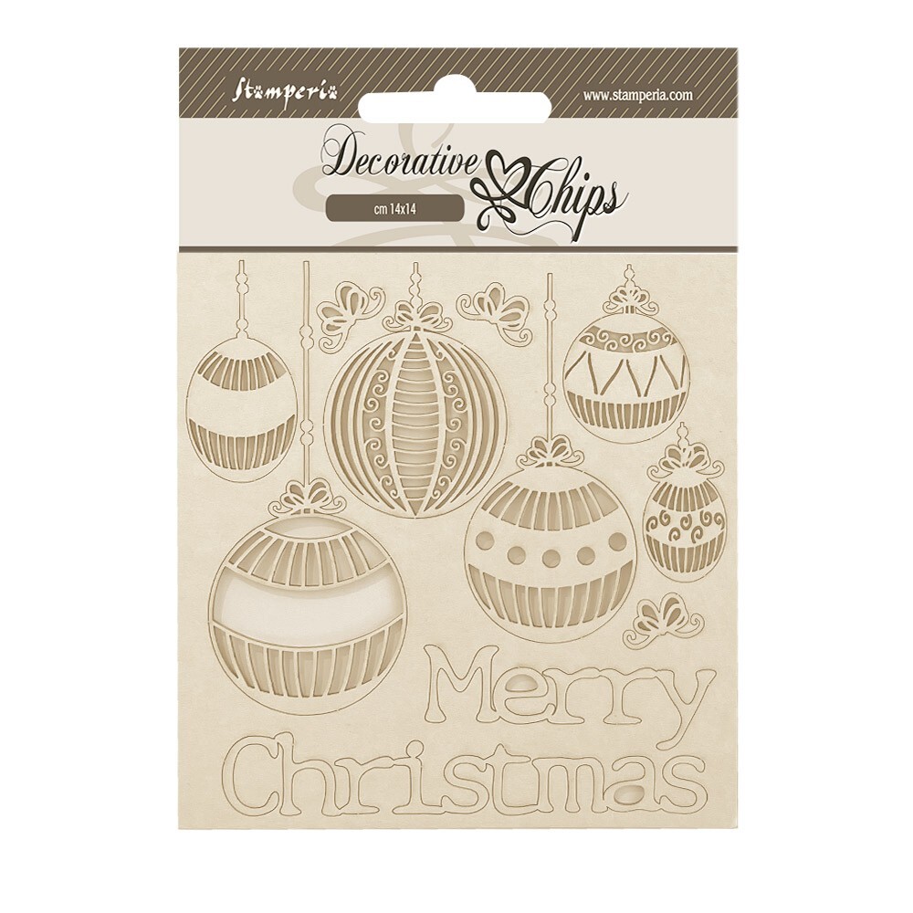 Stamperia DECORATIVE CHIPS - 5.5" x 5.5" - THE NUTCRACKER MERRY CHRISTMAS BALLS