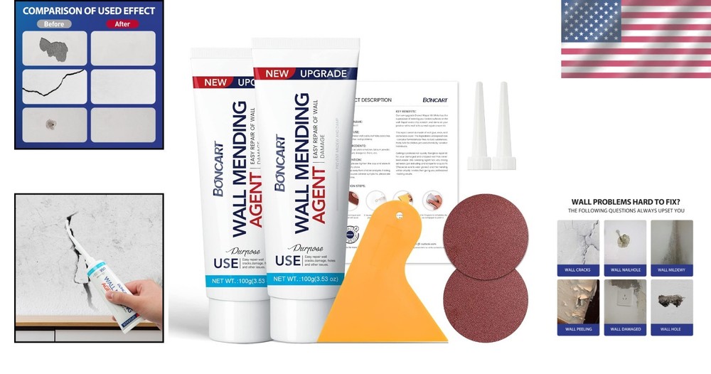 Revolutionary Wall Repair Solution: 2 Pack Easy-Use Mending Agents & Scraper