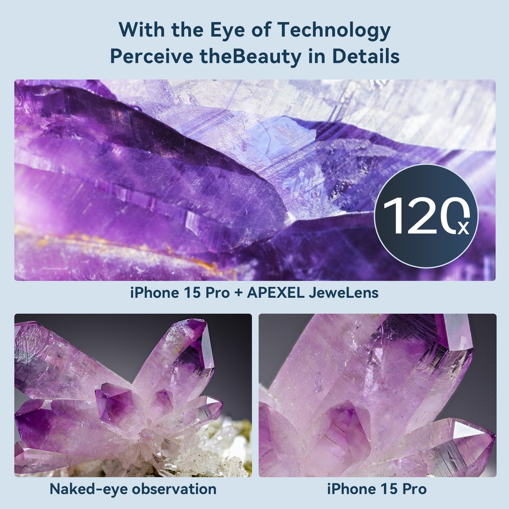 APEXEL 120X Phone Microscope Lens, For iPhone/Android, Mini Pocket Microscope