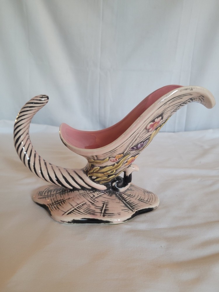 Hull Blossom cornucopia planter 1955 6 3/4" tall
